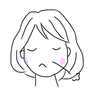 悩みごとについて考えている美穂さんの真剣な表情のイラスト